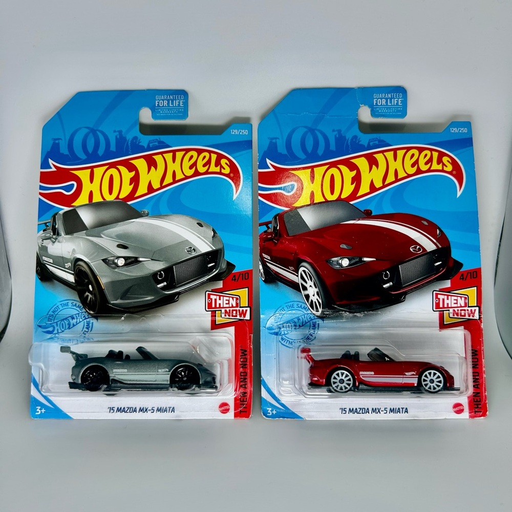 Hot Wheels Mazda Lot Of 4x-‘15 MAZDA MX-5 MIATA Red 2x Gray 2x Then and Now 4/10